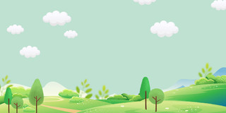 世界环境日绿色清新312植树节云朵草地树木树苗展板背景
